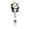 Venta Caliente Transfronteriza Lindo Panda Creativo DIY Acrílico Dibujos Animados Portatarjeta Retráctil Clip de Identificación de Fácil Extracción