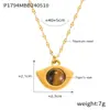 Colar Europeu e Americano Novo em Aço de Titânio Retrô Pedra Natural Olho de Tigre Corrente Boca de Peixe Design de Nicho Moda Acessível Colar de Luxo para Mulheres