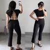 Pantalones Cropped Rectos para Mujer Verano-Otoño 2026, Ligeramente Acampanados, de Tiro Alto, Adelgazantes, Sensación de Piel Desnuda, Pantalones Deportivos para Yoga Fitness