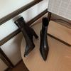 Botas de tacón alto 2022, botines sencillos de tacón grueso para mujer, botas elegantes de moda con cremallera y punta para otoño e invierno.