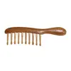 Pente de Sândalo com Dentes Largos para Uso Doméstico, Pente Massageador de Cabo Longo para Alisar Cabelo e Meridianos do Couro Cabeludo, Pente Terapêutico para Cabelo, Pente Massageador de Sândalo