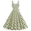 L Fábrica de Comércio Exterior Fonte Transfronteiriça Roupas Femininas Sexy Alça Fina Tomara-que-caia Estampa de Bolinhas Babado Linha A Grande Rodado Vestido