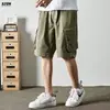 Calças de trabalho casuais masculinas de verão da moda, estilo high-street, shorts de cinco pontas de corte solto, shorts casuais finos de comprimento médio estilo aniversário masculino