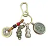 Llavero Colgante de Latón con los Doce Signos del Zodiaco y Doble Pixiu para Atraer la Fortuna, Accesorio de Llavero de Calabaza Hueca