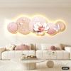 Pintura Decorativa para Sala de Estar Estilo Crema Francés, Pintura de Colgar de Alta Gama para Pared de Fondo de Sofá con Luz, Mural Creativo de Atmósfera Floral