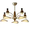 Candelabro de sala de estar estilo medieval, estilo chino nuevo, estética de la dinastía Song, tela impresa vintage, lámpara de pasillo color nogal de diseñador