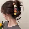 Pinza para el pelo grande de lunares estilo coreano para cabello grueso, pinza de tiburón dulce y elegante para la parte trasera de la cabeza, accesorio para el cabello de alta gama y exquisito