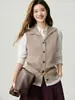 Suéter 100% caxemira pura para mulheres, nova coleção outono/inverno, cor sólida, trança estilo vintage, gola alta, colete cardigã de tricô