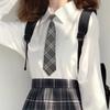 Gravata Cinza Estilo Preppy Feminino Preguiçoso Livre Estilo Japonês Uniforme Escolar Xadrez Gravata Dk Masculina Retrô Gravata para Camisa Feminina Curta