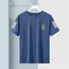 Camiseta de seda gelada de verão masculina, gola redonda, roupas de secagem rápida, manga curta, fina, respirável, meia manga, tamanho grande, top esportivo masculino, solto, moderno