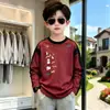 Camiseta de algodão puro com blocos de cor e mangas compridas para meninos, peça básica para primavera e outono, novo estilo, top raglã moderno com gola redonda para meninos e crianças mais velhas