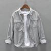 Camisa de veludo cotelê japonesa de manga comprida masculina primavera e outono cor sólida camisa de veludo cotelê casual masculina roupas top casaco moderno