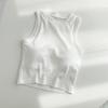 JCSILK Supermodel Slim-fit Colete em forma de I com almofada no peito gola redonda umbigo algodão fino respirável feminino colete vestível de verão