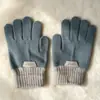 Luvas de Tricô de Cinco Dedos para Crianças Outono e Inverno Color Block Patch de Couro Forro de Lã Acolchoado Quente Luvas para Crianças Luvas de Proteção Contra o Frio para Crianças