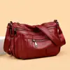 Bolso Grande de Piel Genuina para Mujer 2025 Nuevo Moderno Multicapa de Piel de Vaca Bolso de Hombro Cruzado para Madre de Edad Media