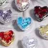 Liga de Metal Coração Tridimensional Artístico Zircônia Furo Reto Contas Soltas DIY Chaveiro de Celular Acessórios de Joia Atacado