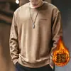 Chamarra sudadera retro americana de cuello redondo para hombre, ropa de gamuza para primavera y otoño, talla grande, holgada, top moderno de manga larga