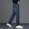 Jeans casuales de corte 3D para hombre, de tiro alto, corte holgado, elásticos, cálidos, de fibra proteica de lana, corte recto ajustado