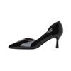 6689-2 europeu e americano patente de couro oco ponta salto agulha salto alto para o deslocamento das mulheres confortável profissional temperamento simples OL sapatos individuais