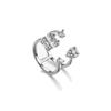 Anel Brilhante de Camada Dupla com Gota d'Água Totalmente Cravejado de Diamantes Luxo Acessível Estilo Frio Criativo Anel Aberto para Dedo Indicador com Diamante Quadrado Zircônia Design de Indústria Pesada