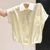 2026 Novo Estilo Coreano Camisa de Seda com Bolinhas Manga Curta Feminina Verão High-End Simples Temperamento Moda Versátil Top