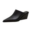 2023 Zapatillas de Media Punta Europeas y Americanas Baotou para Mujer Sandalias de Tacón Alto Cuña Cuadrada Pequeña Calzado Exterior de Moda Tacón Grueso Zapatos Perezosos Muller