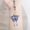Collar con borla de mariposa azul de plata de ley S925 cadena para clavícula femenina colgante de baile exquisito accesorios de estilo antiguo