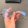 Armazones para Gafas con Forma de Corazón Mike Xinluo para Hombres y Mujeres, Diseño Polygonal sin Montura, Adecuados para Lentes Graduados o de Sol, Titanio Puro Ultraligero, Armazones para Gafas Artísticos Retro