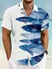 Camisas masculinas de manga curta com estampa digital 3D, estilo praia e resort havaiano, mais vendidas na primavera e verão, transfronteiriças