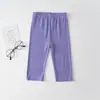 Leggings femininas de verão finas para bebê em modal, calças cropped infantis justas e elásticas, calças infantis de comprimento médio, aprovação de fábrica