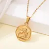 Collar Tohm Estilo Minimalista Relieve Tridimensional Moneda Retro Ángel Pequeño con Moneda de Oro Auténtico Chapado Color que se Conserva Cadena para la Clavícula