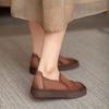 2025 Novos Sapatos Casuais Quadrados Vintage Solado Macio Couro Genuíno Sapatos Lefu Cobrem o Pé Primavera e Outono Planos Confortáveis Sapatos de Camada Única