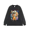 Camiseta Retro Antigua Transfronteriza para Hombre con Estampado de Cómic Japonés Oversize Holgada Street Algodón Puro Manga Corta para Hombre y Mujer