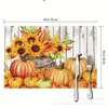 Temu Alfombrilla Decorativa de Otoño para Acción de Gracias Estampado de Calabaza Vajilla Esterilla Aislante Versátil Simple Alfombrilla de Comedor Occidental Acción de Gracias