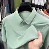 Camisa Polo de Moda de Color Sólido de Verano para Hombre, de Nailon-Spandex, Sin Costuras, Manga Corta, Cuello Camisero, Camiseta de Poner, Top Delgado Casual Elástico