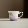 Taza Maestro Morado Degradado Mariposa Pintada a Mano Taza de Té Cerámica con Mango para el Hogar Taza de Té de Flores Juego de Té Kung Fu Taza de Degustación