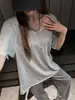 Camiseta de manga corta lisa de color sólido, cuello en V, estilo coreano, holgada, talla grande, para mujer, nuevo modelo verano 2026, top casual, simple, versátil