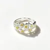 Anillo de Flor de Ciruelo de Plata de Ley S925 Estilo Chino Nuevo para Mujer Yunchaoxuan, Diseño Floral Bicolor, Anillo Abierto Artístico Único, Estilo Nacional