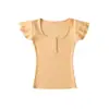 Ry2675-2026 Top para Mujer, Camiseta Sexy Ajustada de Manga Corta, Estilo Europeo y Americano, Nuevo Modelo Primavera/Verano, Cuello en U Sexy Ajustado