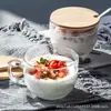 Amazon Caneca de Café da Manhã de Aveia + Tampa + Colher Conjunto de Copos de Vidro Tigela de Cereal Grande Capacidade Copo de Leite e Café