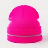 Gorro de Punto Cálido con Borde Enrollado para Otoño e Invierno Transfronterizo, Gorro Frío Reflectante para Ciclismo al Aire Libre, Suéter de Lana Frío