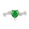 Anillo Retorcido en Forma de Corazón con Flor de Hielo de Colorido Diamante de Piedra Preciosa, Anillo de Amor de Diamante de Alto Carbono Recubierto de Oro Real, Entrega Directa en Transmisión en Vivo