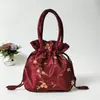 Bolso de Mano para Mujer Bolso Pequeño Bolso de Mano Estilo Étnico Bolso Bordado Bolso de Mamá Bolso Cubo para Mujer Cierre de Cordón Bolso para Teléfono Móvil Hanfu