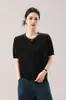 Venta al por mayor desde la fábrica de origen: Cárdigan de punto Tencel brillante de seda, manga corta, cuello redondo, top fino para mujer de primavera/verano, en stock y disponible para personalización