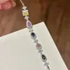 Pulseira Popular Colorida com Coração Cravejado de Diamantes do Xiaohongshu, Elegante e Requintada, Artesanato de Alto Valor, Pulseira Cubo de Açúcar para Mulheres