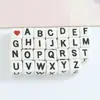Cuentas de cerámica con letras negras sobre fondo blanco transfronterizo, amor, digital, 8 mm, cuadradas, sueltas, material para manualidades DIY infantil, cuentas de porcelana
