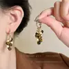 Brincos redondos com gotas de óleo estilo Maillard, luxo leve, alta qualidade, modernos, ear cuffs simples, elegantes e versáteis, brincos de nicho para mulheres