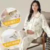 Pijama de Maternidad de Algodón Puro para Primavera y Otoño, Manga Larga, Lactancia, Todo Algodón, Ropa Postparto para Lactancia, Conjunto de Dos Piezas para Casa