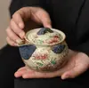 Tetera de Cerámica con Glaseado de Caramelo de Girasol, Tetera Individual Vintage Kung Fu Tea, Tetera de Mano Esmaltada de Horno Doméstico Set de Té