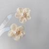 Pendientes de botón con forma de flor de perla de malla tridimensional, sencillos pendientes de estilo coreano con forma de corazón para niña, pendientes suaves y frescos al por mayor